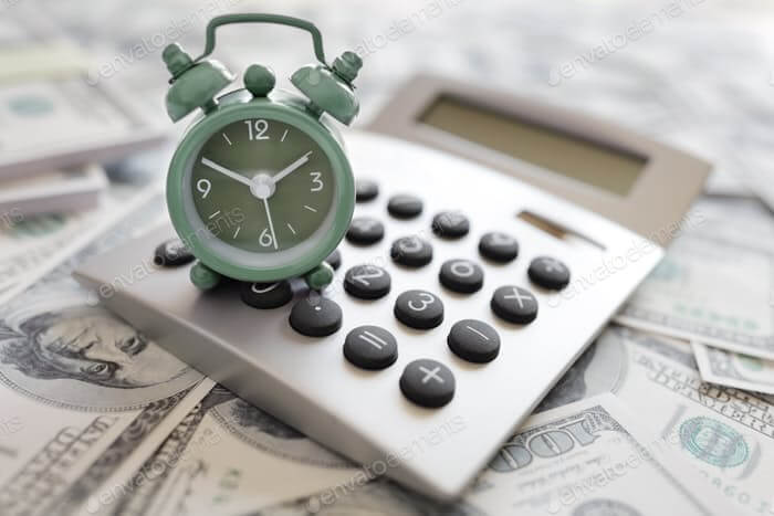clock and calculator cash